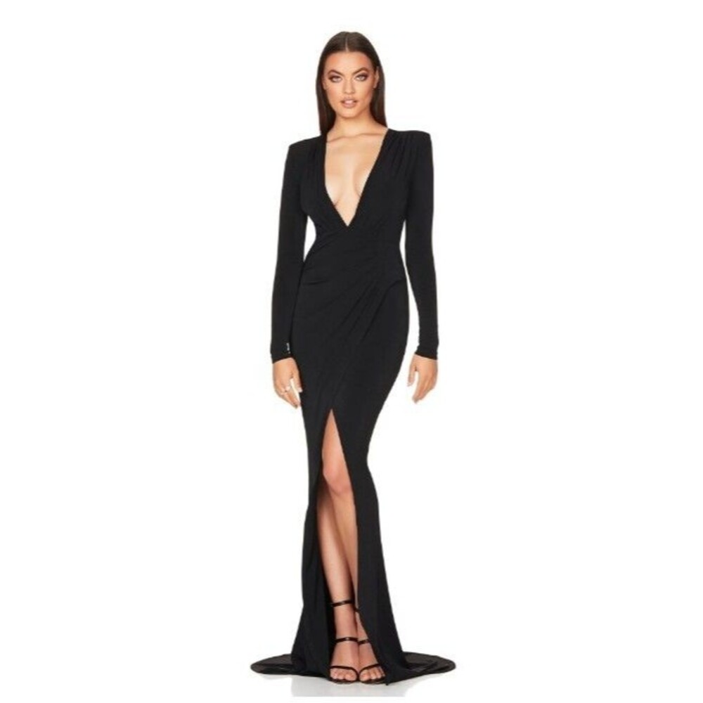 NWT-Nookie REVOLVE Farrah Plunge Bodycon V-Neck Gown-Cerise (deep pink)-Small - Picture 3 of 7